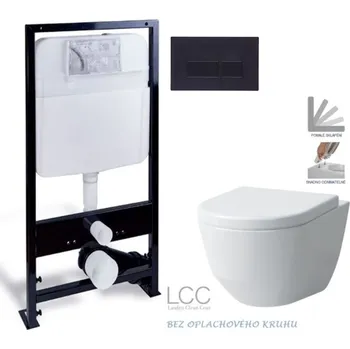 PRIM předstěnový instalační systém s černým tlačítkem 20/0044 + WC LAUFEN PRO LCC RIMLESS + SEDÁTKO PRIM_20/0026 44 LP2