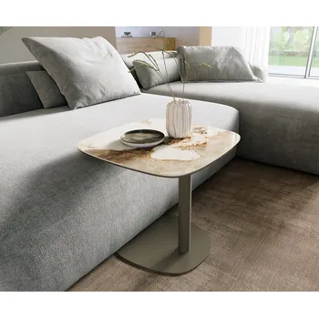 Konferenční stolek DELIFE Konferenční stolek Edge Boot 50x50 cm keramika Minas Melange Eleny kov titanová barva