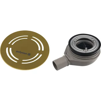 Sprchová vanička Polysan FLEXIA GEBERIT vaničkový sifon průměr 90 mm DN40 kruhová krytka zlato mat 17782