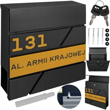 Poštovní schránka POŠTOVNÍ SCHRÁNKA ČERNÁ SE SCHRÁNKOU NA NOVINY + ZLATÝ VZOR