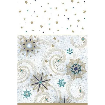 Jednorázový ubrus Papírový ubrus 180 cm Gold Turqoise Stars