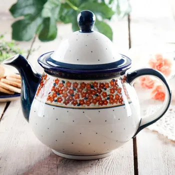 Konvice na čaj Konvička na čaj a kávu Bolesławiec keramika 1,7 l - dek. DU52 (druhý druh)
