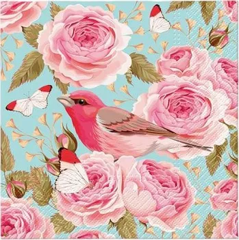 Papírový ubrousek Ubrousky PAW TETE L (20ks) English Roses Bird