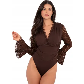 Body Dámské elegantní body s dlouhým krajkovým rukávem