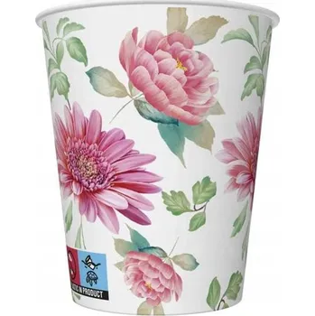 Jednorázové nádobí Kelímky papírové "Květiny - Akvarel", Vlčí máky, 250 ml, 8 ks