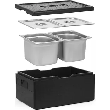 TECHNICA [Sada] Izolovaná nádoba GN 1/1 200 mm + 2x nádoba GN 1/2, 200 mm, z nerezové oceli + víka