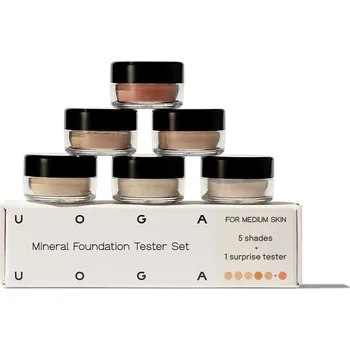 Make-up Uoga Uoga Sada testerů Minerální make-up (6 x 0,7 g) Medium - 5 make-upů + 1 tvářenka podle odstínu pleti
