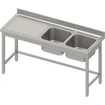 Dílenský stůl STALGAST Stůl s dvojitým dřezem na pravé straně bez police, 1800x700x850 mm | STALGAST, 984557180