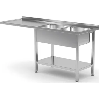 Jídelní stůl TECHNICA Stůl s dvojitým dřezem na pravé straně a prostorem pro chladničku nebo myčku 2300x700x850 mm | TECHNICA, 242P2370