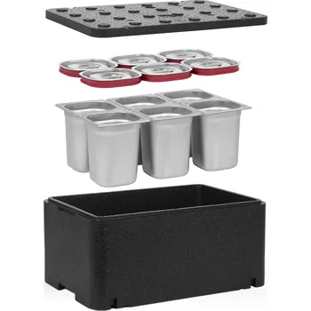 TECHNICA [Sada] Nádoba GN 1/1 250 mm Essential Line + 6x nádoba GN 1/6, 200 mm, z nerezové oceli + víka se silikonovým těsněním