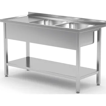 Jídelní stůl TECHNICA Stůl s dvojitým umyvadlem, pravý s policí 1900x600x850 mm | TECHNICA, 223P1960