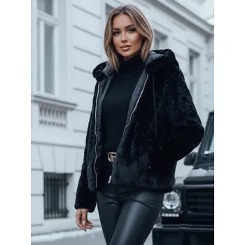 Dámský kožich Dstreet Dámský kabát krátký ELMIRIS kožešinový TY4994 Barva: Černá, Velikost: S