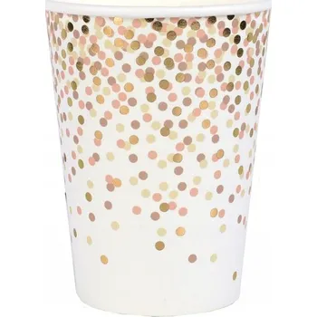 Sklenice Papírové sklenice bílo-růžové tečkované 270ml 10ks