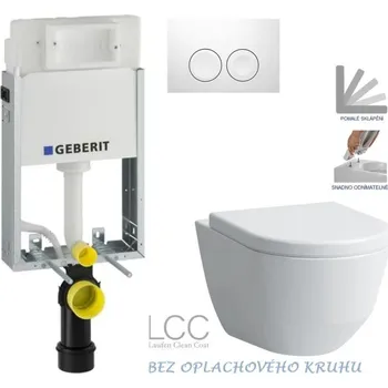 WC sada GEBERIT KOMBIFIXBasic vč. bílého tlačítka DELTA 21 + WC LAUFEN PRO LCC RIMLESS + SEDÁTKO 110.100.00.1 21BI LP2