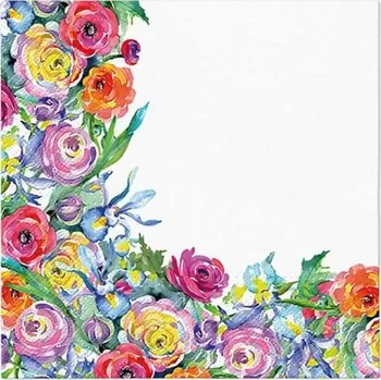 Papírový ubrousek Ubrousky PAW Dekor L (20ks) Painted Rose Corner