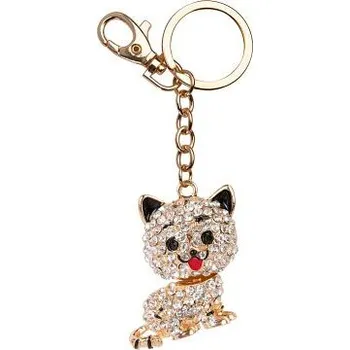 ALBI Štrasová klíčenka - Zlatá kočka