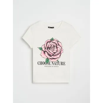 Dámské tričko Sinsay - Tričko s potiskem - krémová - 434FG-01X - 434FG-01X-XXL