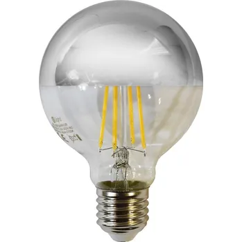 Žárovka Dekorační LED žárovka se zrcadlovým vrchlíkem E27 teplá 3000k 5w 550 lm stříbrná