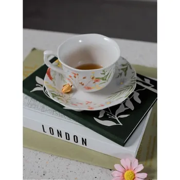 Sinsay - Šálek a podšálek s květinovým vzorem - zelená - 128HZ-70P - 128HZ-70P-ONE