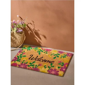 Rohožka Sinsay - Vstupní rohož s nápisem Welcome a květinovým motivem - béžová - 001IB-08P - 001IB-08P-ONE