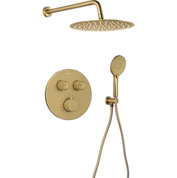 Vodovodní baterie Sapho SMART SELECT podomítkový sprchový set s termostatickou baterií 2 výstupy vyústění zlato mat RP032GB-01