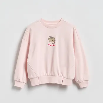 Dívčí mikina Reserved - Mikina s aplikací Pusheen - pastelově růžová - 902HV-03X - 902HV-03X-116