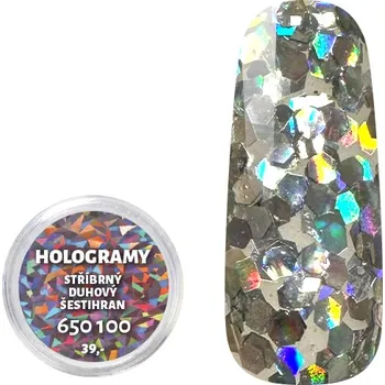 Třpytky - hologram - Stříbrný duhový