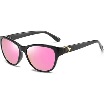 Sluneční brýle Techsuit - Sluneční brýle polarizační (A572) - pro ženy s UV ochranou, PC - černé / růžové zrcadlo