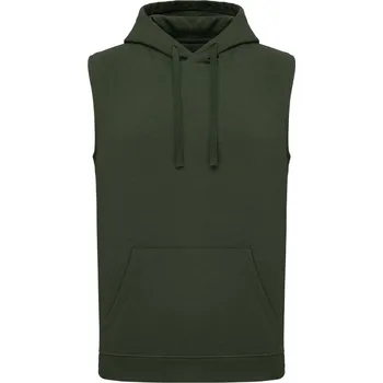Pánská mikina KARIBAN Unisex mikina s kapucí bez rukávů PA 393 Velikost: 3XL, Barva: khaki
