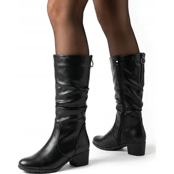 Dámské kozačky Klasické kozačky na podpatku ZATEPLENÉ vlnou elegantní ZIP Wojtyłko 38