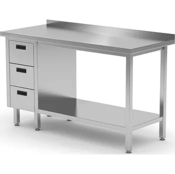 Jídelní stůl TECHNICA Nástěnný stůl se třemi zásuvkami vlevo a policí 1700x600x850 mm | TECHNICA, 1263L1760