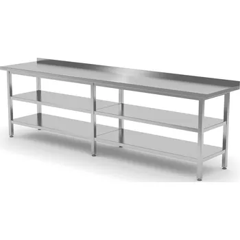 Jídelní stůl TECHNICA Svařovaný nástěnný stůl se dvěma policemi, 2800x600x850 mm | TECHNICA, 10422860