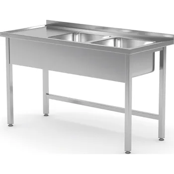 Jídelní stůl TECHNICA Stůl s pravým dvojitým dřezem bez police 1200x600x850 mm | TECHNICA, 222P1260