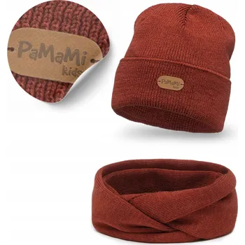 Čepice PaMaMi dětská souprava 2 ks oranžová, univerzální velikost