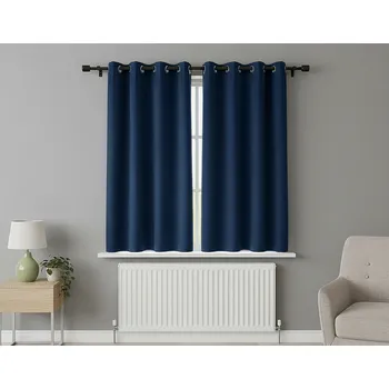 Zatemňovací krátký závěs s kroužky "BLACKOUT" NEW VITORIA 135x160 cm modrá (cena za 1 kus) Mybesthome