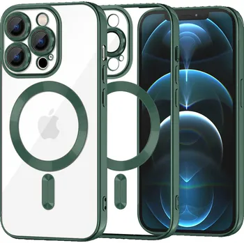 Pouzdro na mobilní telefon Techsuit - Luxusní křišťálový MagSafe - iPhone 12 Pro Max - tmavě zelený