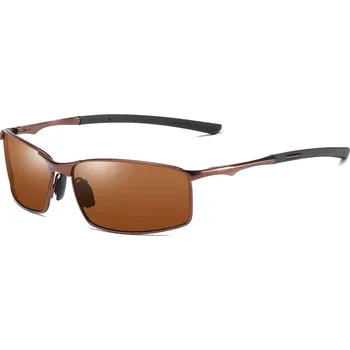 Sluneční brýle Techsuit - Sluneční brýle polarizační (559) - pánské, s UV ochranou a kovovým rámem, obdélníkové - hnědé