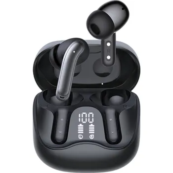 Sluchátka Techsuit - Prémiová bezdrátová sluchátka EchoFit Pro (CW5) - Bluetooth V5.4, ANC, ENC, 400mAh, Multi-Connect, rychlé nabíjení, 6 mikrofonů - černá