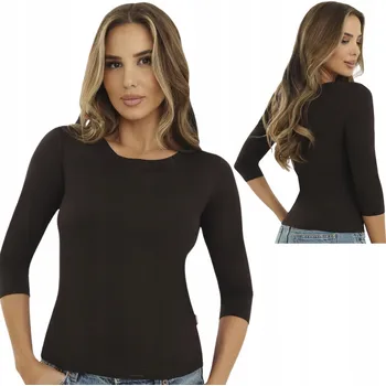 Dámská halenka Dámská viskózová halenka s 3/4 rukávem, vypasovaný střih INA, čokoládová barva, velikost L