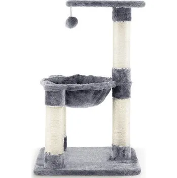 Škrabadlo pro kočky PV10023GR s útulnou houpací sítí a velkou plošinou, 64 cm - A COSTWAY