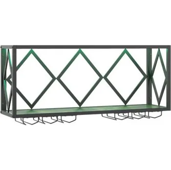 Nástěnný stojan na víno s LED osvětlením JV13103, černý - A COSTWAY