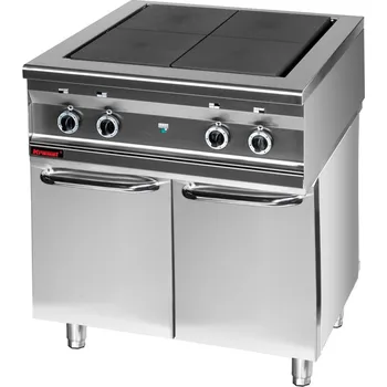 Sporák KROMET Elektrický sporák (horní) 800 mm, 4x4 kW na uzavřeném podstavci, 800x800x850 mm | KROMET, 000.KEZ-4u.S.D