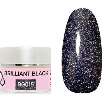 Lak na nehty UV/LED gel barevný - Brilliant Black třpyt 5g