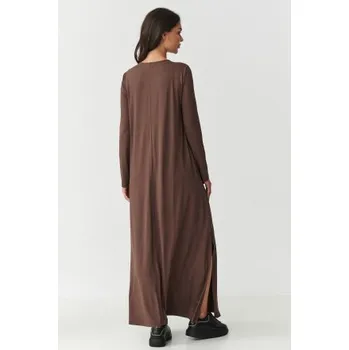 Dámské oblečení Volnočasové šaty Makadamia M895 tmavě hnědé Tmavě hnědá S/M