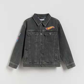 Chlapecké oblečení Reserved - Džínová bunda Hot Wheels - šedá - 495HW-90J - 495HW-90J-158