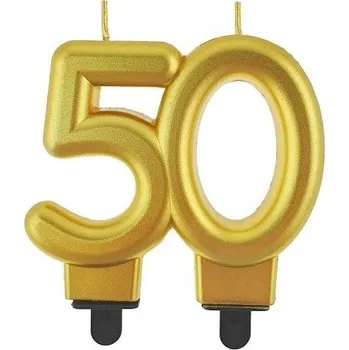 Dortová svíčka GD Svíčky dortové čísla GOLD 50 BC