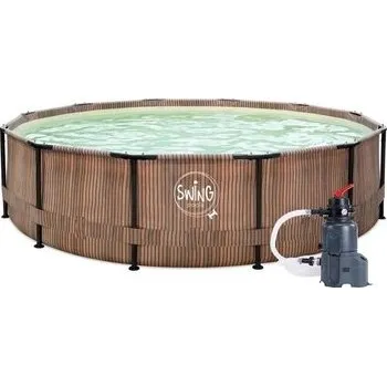 Bazén Bazén Swing Metal Frame 3,05 x 0,76m - motiv Teak, písková filtrace 2m3/hod