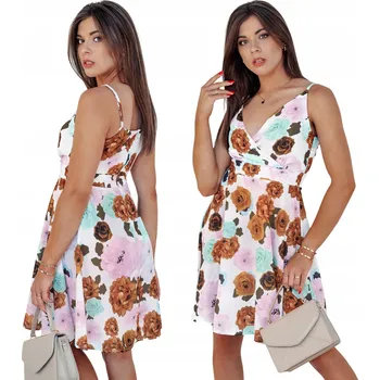 Dámské šaty KLASICKÁ ŠATY S KVĚTINOVÝMI RAMÍNKY PRO KAŽDODENNÍ NOŠENÍ EY2515 - S