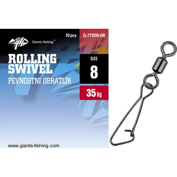 Giants fishing Pev. obratlík s karabinkou Rolling Swivel with Hooked Snap 10ks|vel.06 (33kg)