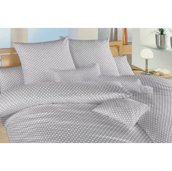 Bytový textil Krepové povlečení - Puntík bílý na šedém - na plast. knoflíky